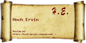 Hoch Ervin névjegykártya